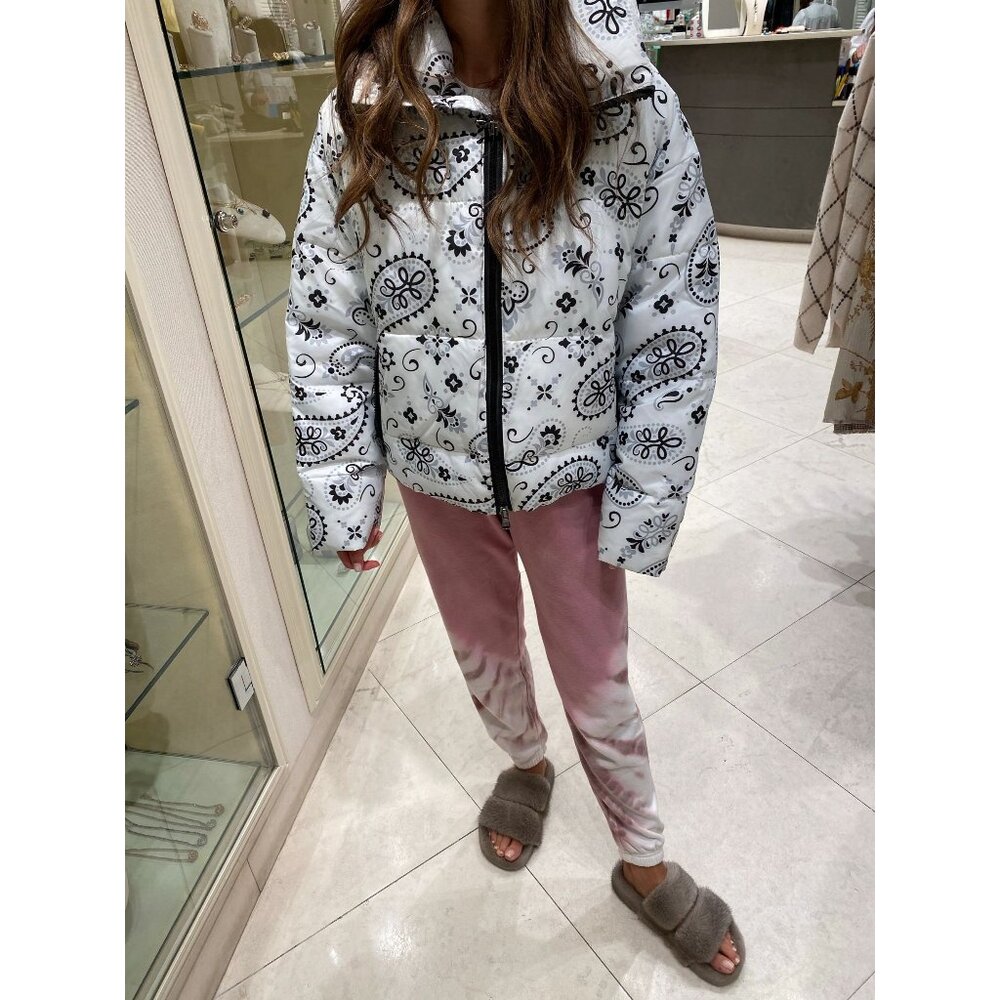 NWT $300 Canadian Giacca Donna Eugenie Bandana Paisley Puffer Jacket White Sz L